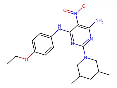 2-(3,5-dimethyl-1-piperidinyl)-N~4~-(4-ethoxyphenyl)-5-nitro-4,6-pyrimidinediamine structure