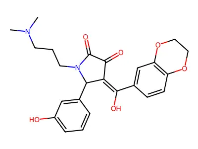 4-(2,3-dihydro-1,4-benzodioxine-6-carbonyl)-1-[3-(dimethylamino)propyl]-3-hydroxy-5-(3-hydroxyphenyl)-2,5-dihydro-1H-pyrrol-2-one structure