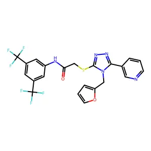 N-[3,5-bis(trifluoromethyl)phenyl]-2-{[4-(furan-2-ylmethyl)-5-(pyridin-3-yl)-4H-1,2,4-triazol-3-yl]sulfanyl}acetamide structure