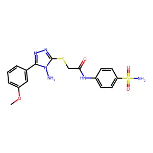 2-[4-amino-5-(3-methoxyphenyl)(1,2,4-triazol-3-ylthio)]-N-(4-sulfamoylphenyl)a cetamide structure