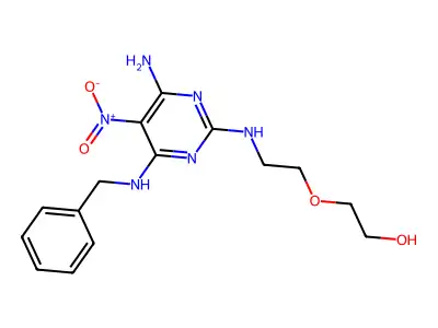 2-(2-((4-Amino-6-(benzylamino)-5-nitropyrimidin-2-yl)amino)ethoxy)ethanol structure