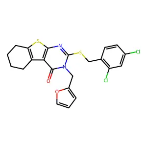 2-[(2,4-dichlorobenzyl)sulfanyl]-3-(furan-2-ylmethyl)-5,6,7,8-tetrahydro[1]benzothieno[2,3-d]pyrimidin-4(3H)-one structure