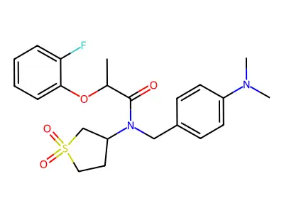 N-[4-(dimethylamino)benzyl]-N-(1,1-dioxidotetrahydrothiophen-3-yl)-2-(2-fluorophenoxy)propanamide structure