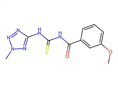 3-methoxy-N-[(2-methyl-2H-tetrazol-5-yl)carbamothioyl]benzamide structure