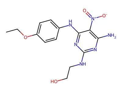 2-((4-Amino-6-((4-ethoxyphenyl)amino)-5-nitropyrimidin-2-yl)amino)ethanol structure
