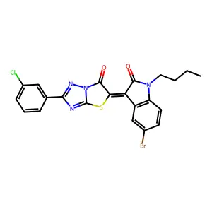 (3Z)-5-bromo-1-butyl-3-[2-(3-chlorophenyl)-6-oxo[1,3]thiazolo[3,2-b][1,2,4]triazol-5(6H)-ylidene]-1,3-dihydro-2H-indol-2-one structure