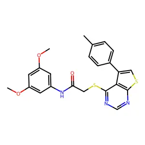 N-(3,5-dimethoxyphenyl)-2-{[5-(4-methylphenyl)thieno[2,3-d]pyrimidin-4-yl]sulfanyl}acetamide structure