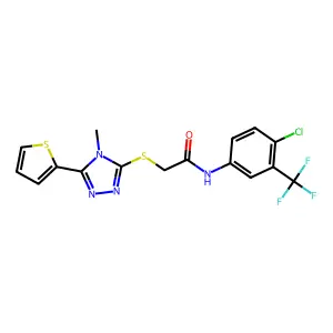 N-[4-chloro-3-(trifluoromethyl)phenyl]-2-{[4-methyl-5-(thiophen-2-yl)-4H-1,2,4-triazol-3-yl]sulfanyl}acetamide structure