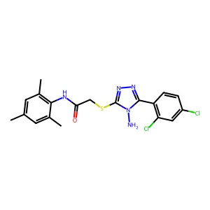 2-{[4-amino-5-(2,4-dichlorophenyl)-4H-1,2,4-triazol-3-yl]thio}-N-mesitylacetamide structure