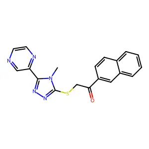 2-{[4-methyl-5-(pyrazin-2-yl)-4H-1,2,4-triazol-3-yl]sulfanyl}-1-(naphthalen-2-yl)ethanone structure