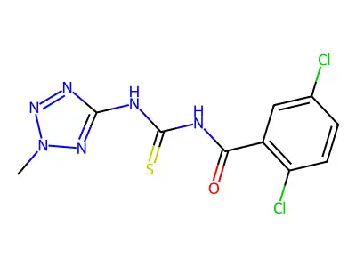 2,5-dichloro-N-[(2-methyltetrazol-5-yl)carbamothioyl]benzamide structure