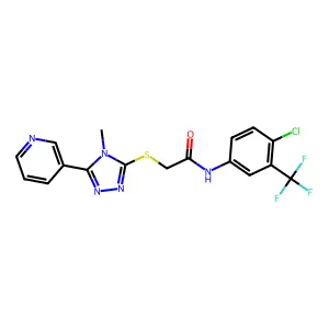 N-[4-chloro-3-(trifluoromethyl)phenyl]-2-{[4-methyl-5-(pyridin-3-yl)-4H-1,2,4-triazol-3-yl]sulfanyl}acetamide structure