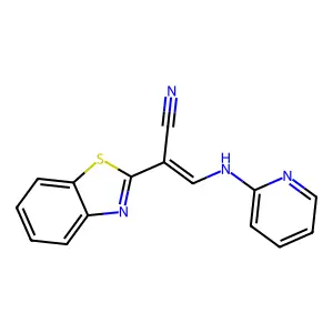 (2E)-2-(1,3-benzothiazol-2-yl)-3-(pyridin-2-ylamino)prop-2-enenitrile structure