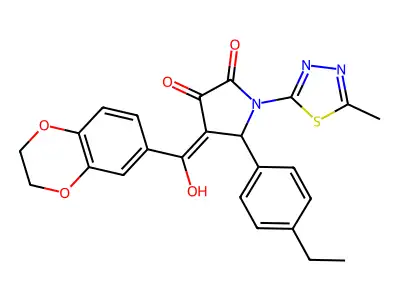 4-(2,3-dihydro-1,4-benzodioxine-6-carbonyl)-5-(4-ethylphenyl)-3-hydroxy-1-(5-methyl-1,3,4-thiadiazol-2-yl)-2,5-dihydro-1H-pyrrol-2-one structure