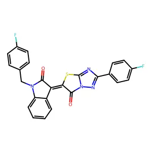 (3Z)-1-(4-fluorobenzyl)-3-[2-(4-fluorophenyl)-6-oxo[1,3]thiazolo[3,2-b][1,2,4]triazol-5(6H)-ylidene]-1,3-dihydro-2H-indol-2-one structure