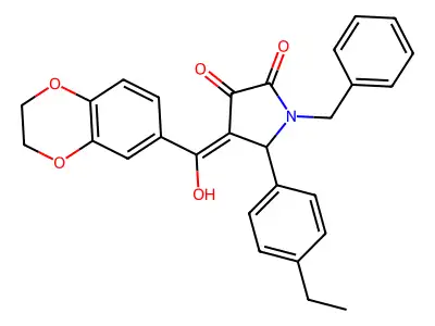 1-benzyl-4-(2,3-dihydro-1,4-benzodioxine-6-carbonyl)-5-(4-ethylphenyl)-3-hydroxy-2,5-dihydro-1H-pyrrol-2-one structure