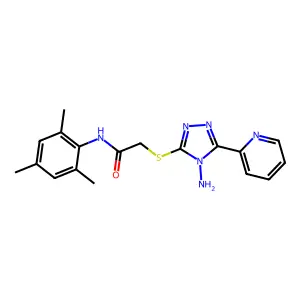 2-(4-amino-5-(2-pyridyl)(1,2,4-triazol-3-ylthio))-N-(2,4,6-trimethylphenyl)ace tamide structure