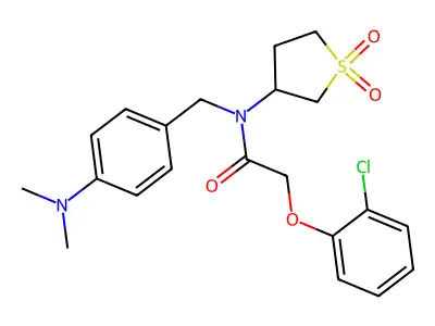 2-(2-chlorophenoxy)-N-[4-(dimethylamino)benzyl]-N-(1,1-dioxidotetrahydro-3-thienyl)acetamide structure
