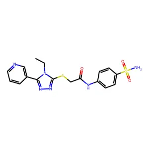 2-{[4-ethyl-5-(pyridin-3-yl)-4H-1,2,4-triazol-3-yl]sulfanyl}-N-(4-sulfamoylphenyl)acetamide structure