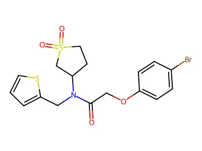 2-(4-bromophenoxy)-N-(1,1-dioxidotetrahydrothiophen-3-yl)-N-(thiophen-2-ylmethyl)acetamide structure