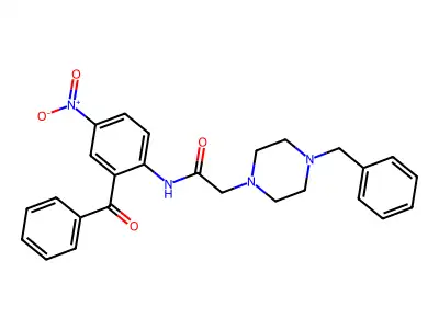 N-(2-benzoyl-4-nitrophenyl)-2-(4-benzylpiperazin-1-yl)acetamide structure