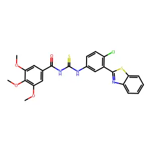 N-[[3-(1,3-benzothiazol-2-yl)-4-chlorophenyl]carbamothioyl]-3,4,5-trimethoxybenzamide structure