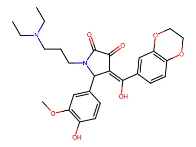 1-[3-(diethylamino)propyl]-4-(2,3-dihydro-1,4-benzodioxine-6-carbonyl)-3-hydroxy-5-(4-hydroxy-3-methoxyphenyl)-2,5-dihydro-1H-pyrrol-2-one structure