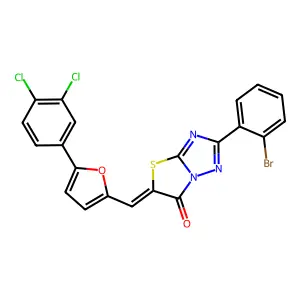 (5Z)-2-(2-bromophenyl)-5-{[5-(3,4-dichlorophenyl)furan-2-yl]methylidene}[1,3]thiazolo[3,2-b][1,2,4]triazol-6(5H)-one structure