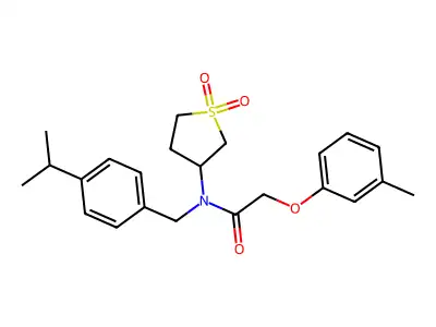 N-(1,1-dioxidotetrahydrothiophen-3-yl)-2-(3-methylphenoxy)-N-[4-(propan-2-yl)benzyl]acetamide structure