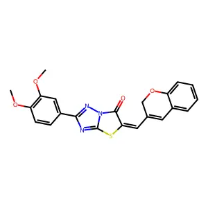 (5Z)-5-(2H-chromen-3-ylmethylidene)-2-(3,4-dimethoxyphenyl)[1,3]thiazolo[3,2-b][1,2,4]triazol-6(5H)-one structure