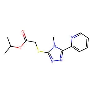 Methylethyl 2-(4-methyl-5-(2-pyridyl)-1,2,4-triazol-3-ylthio)acetate structure