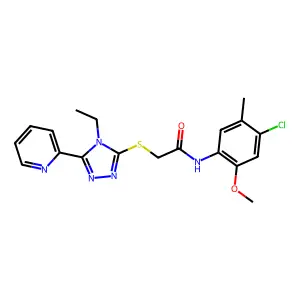 N-(4-chloro-2-methoxy-5-methylphenyl)-2-{[4-ethyl-5-(pyridin-2-yl)-4H-1,2,4-triazol-3-yl]sulfanyl}acetamide structure