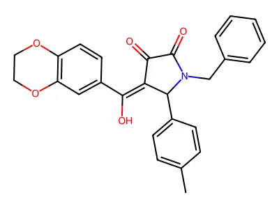 1-benzyl-4-(2,3-dihydro-1,4-benzodioxine-6-carbonyl)-3-hydroxy-5-(4-methylphenyl)-2,5-dihydro-1H-pyrrol-2-one structure