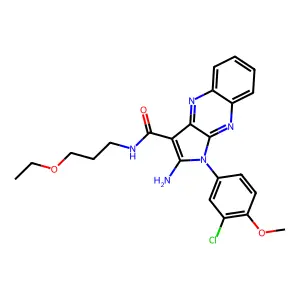 2-amino-1-(3-chloro-4-methoxyphenyl)-N-(3-ethoxypropyl)-1H-pyrrolo[2,3-b]quinoxaline-3-carboxamide structure