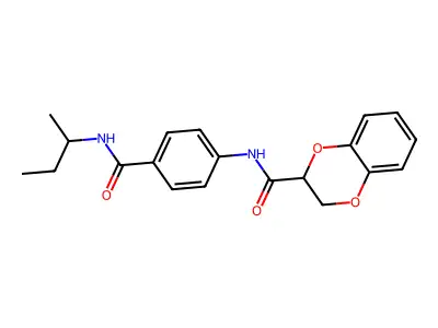 N-[4-(butan-2-ylcarbamoyl)phenyl]-2,3-dihydro-1,4-benzodioxine-3-carboxamide structure