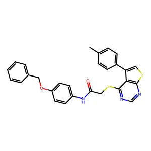 N-[4-(benzyloxy)phenyl]-2-{[5-(4-methylphenyl)thieno[2,3-d]pyrimidin-4-yl]sulfanyl}acetamide structure
