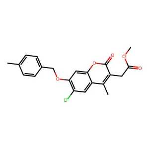 methyl {6-chloro-4-methyl-7-[(4-methylbenzyl)oxy]-2-oxo-2H-chromen-3-yl}acetate structure