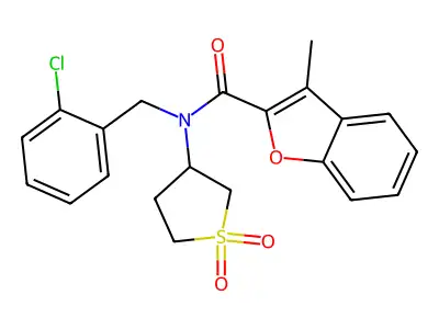 N-(2-chlorobenzyl)-N-(1,1-dioxidotetrahydrothiophen-3-yl)-3-methyl-1-benzofuran-2-carboxamide structure