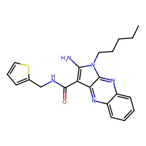 2-amino-1-pentyl-N-(thiophen-2-ylmethyl)pyrrolo[3,2-b]quinoxaline-3-carboxamide structure