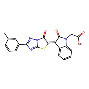 {(3Z)-3-[2-(3-methylphenyl)-6-oxo[1,3]thiazolo[3,2-b][1,2,4]triazol-5(6H)-ylidene]-2-oxo-2,3-dihydro-1H-indol-1-yl}acetic acid structure