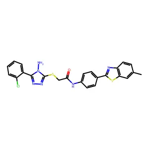 2-{[4-amino-5-(2-chlorophenyl)-4H-1,2,4-triazol-3-yl]sulfanyl}-N-[4-(6-methyl-1,3-benzothiazol-2-yl)phenyl]acetamide structure