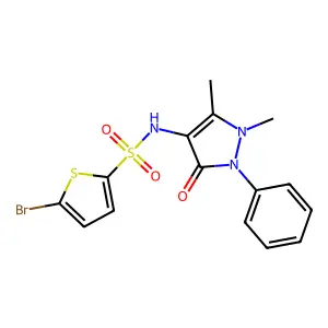 5-bromo-N-(1,5-dimethyl-3-oxo-2-phenylpyrazol-4-yl)thiophene-2-sulfonamide structure