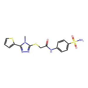 2-{[4-methyl-5-(thiophen-2-yl)-4H-1,2,4-triazol-3-yl]sulfanyl}-N-(4-sulfamoylphenyl)acetamide structure