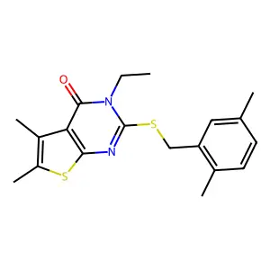 2-((2,5-Dimethylbenzyl)thio)-3-ET-5,6-dimethylthieno(2,3-D)pyrimidin-4(3H)-one structure