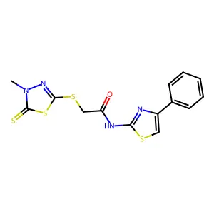 2-[(4-methyl-5-thioxo-4,5-dihydro-1,3,4-thiadiazol-2-yl)sulfanyl]-N-(4-phenyl-1,3-thiazol-2-yl)acetamide structure