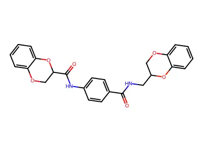 N-[4-(2,3-dihydro-1,4-benzodioxin-3-ylmethylcarbamoyl)phenyl]-2,3-dihydro-1,4-benzodioxine-3-carboxamide structure