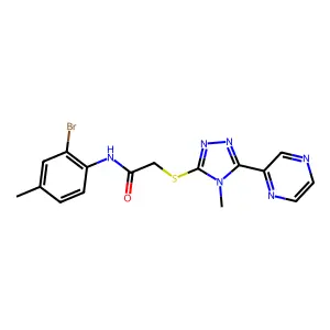 N-(2-bromo-4-methylphenyl)-2-{[4-methyl-5-(pyrazin-2-yl)-4H-1,2,4-triazol-3-yl]sulfanyl}acetamide structure