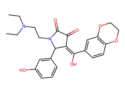 1-(2-diethylaminoethyl)-4-[2,3-dihydro-1,4-benzodioxin-6-yl(hydroxy)methylidene]-5-(3-hydroxyphenyl)pyrrolidine-2,3-dione structure