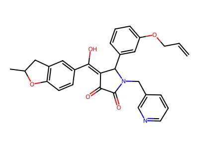 3-hydroxy-4-(2-methyl-2,3-dihydro-1-benzofuran-5-carbonyl)-5-[3-(prop-2-en-1-yloxy)phenyl]-1-[(pyridin-3-yl)methyl]-2,5-dihydro-1H-pyrrol-2-one structure
