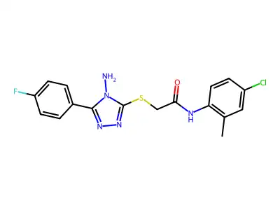 2-[4-amino-5-(4-fluorophenyl)(1,2,4-triazol-3-ylthio)]-N-(4-chloro-2-methylphe nyl)acetamide structure